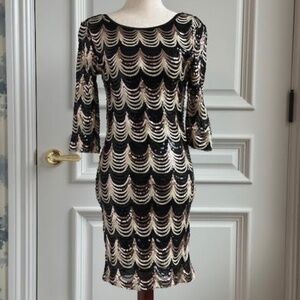 Black and Gold Sequin Dress